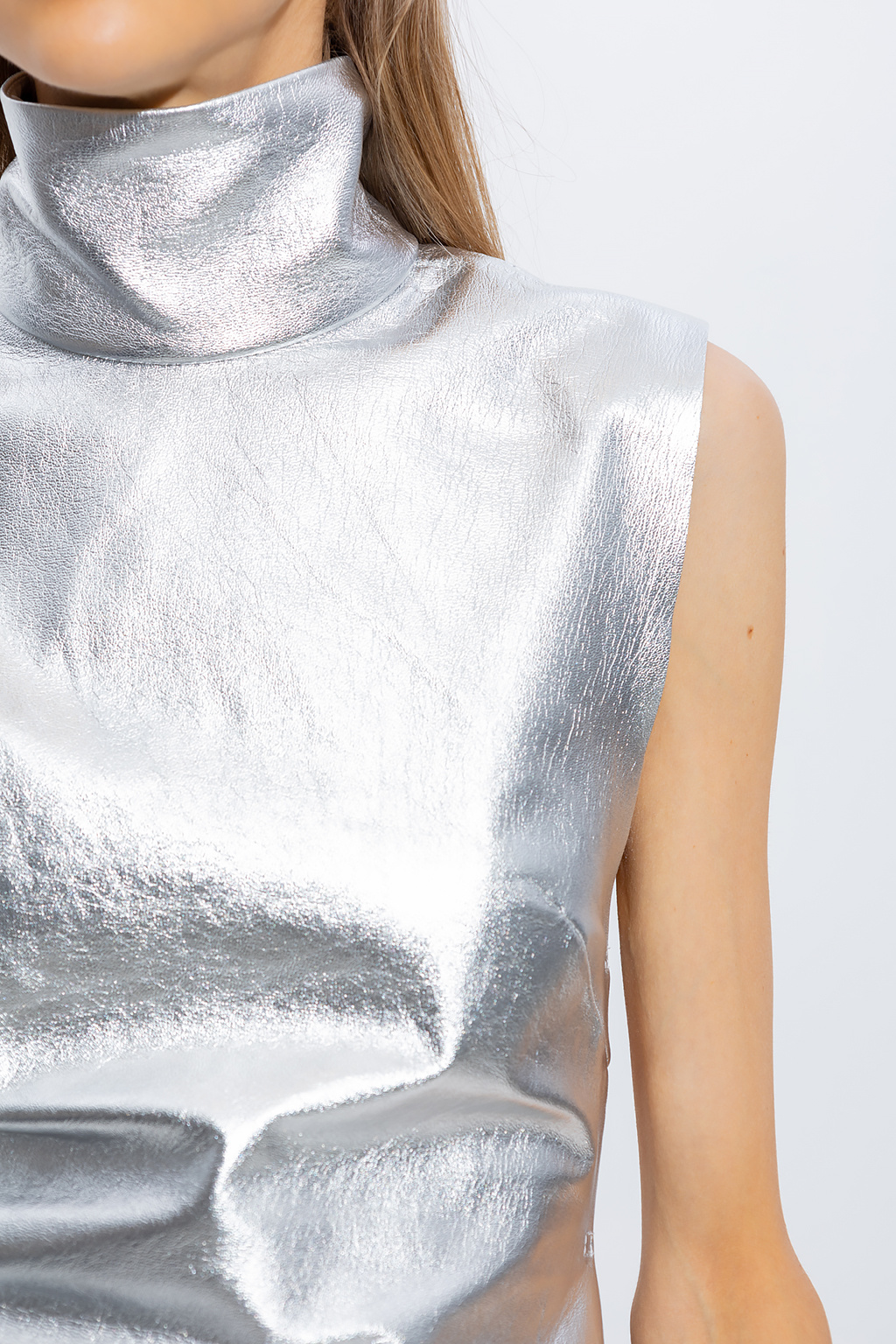 Silver Leather top Dries Van Noten - Vitkac Canada